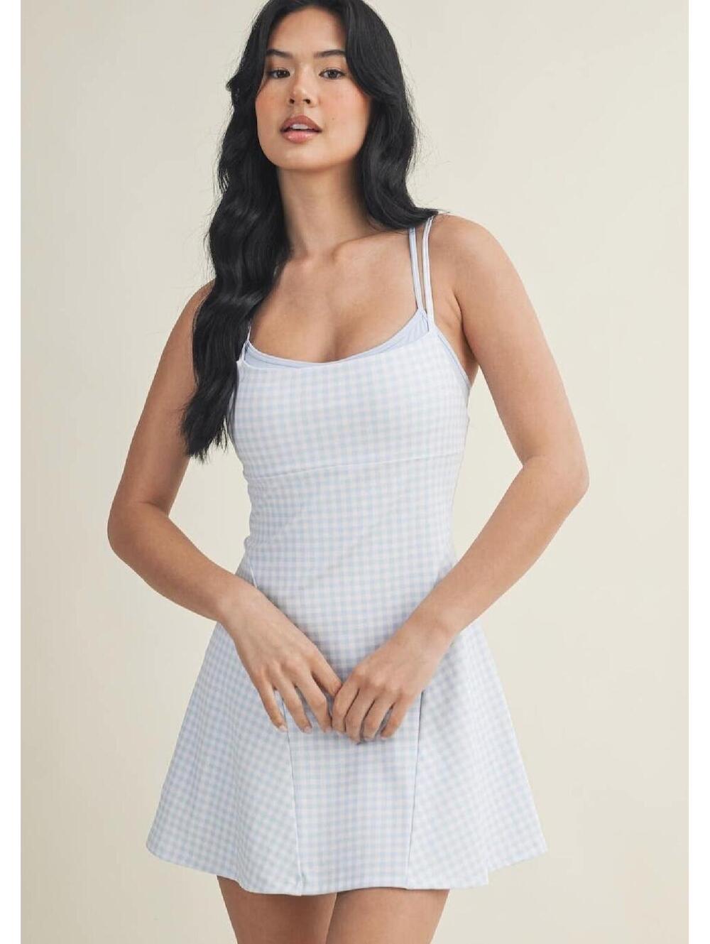 Kimberly C, Blue Gingham Active Dress Size S m l